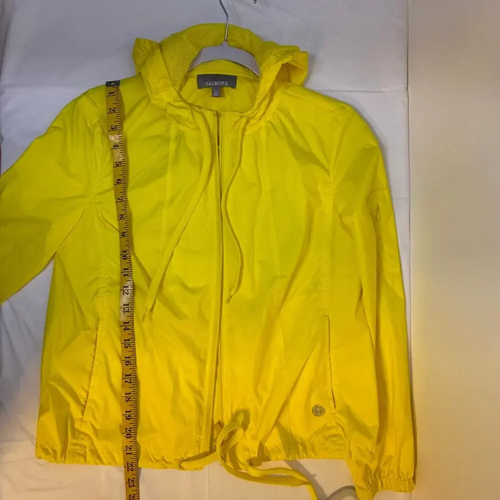 Talbots Bright Yellow Hooded Windbreaker Sz Sp
